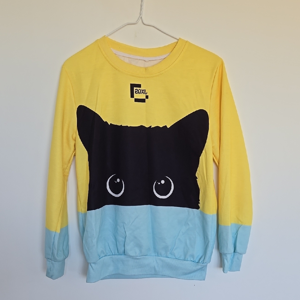 Yellow and Blue Cat Sweatshirt